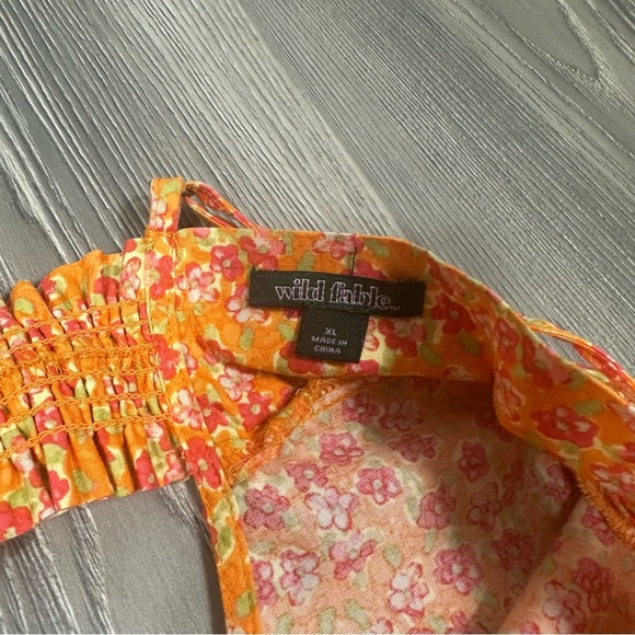 Wild Fable Orange Floral Cotton Cut-Out Back Mini Dress Summer Festival Dress XL - Picture 3 of 6